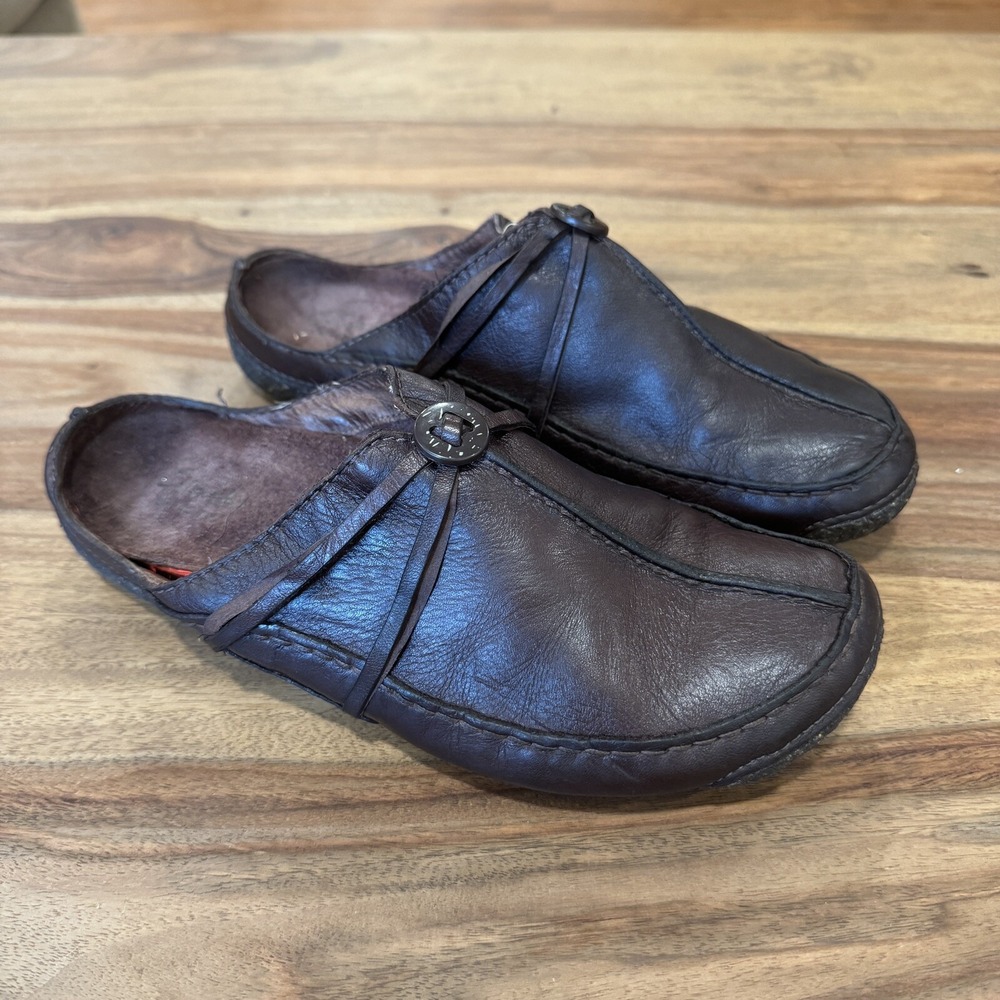 VTG!‎ Clarks Active Air Brown Leather Mules Clog Shoe Women 8M Wide Slip On - Picture 4 of 13